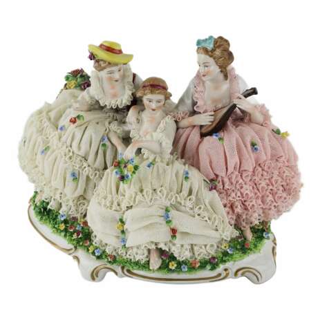 Unterweissbach. Groupe de porcelaine Concert sur l`herbe. Porcelain Hand Painted Gilding 20th century - Foto 2