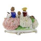 Unterweissbach. Groupe de porcelaine Concert sur l`herbe. Porcelain Hand Painted Gilding 20th century - Foto 4