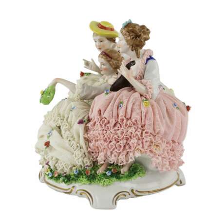 Unterweissbach. Groupe de porcelaine Concert sur l`herbe. Porcelain Hand Painted Gilding 20th century - Foto 5