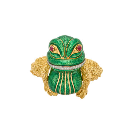DAVID WEBB ENAMEL, RUBY AND DIAMOND FROG BROOCH - photo 1 DAVID WEBB ENAMEL, RUBY AND DIAMOND FROG BROOCH - photo 1