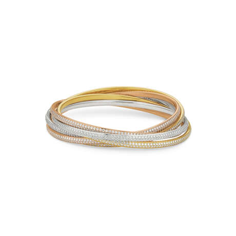 CARTIER DIAMOND AND TRI-COLORED GOLD 'TRINITY' BANGLE BRACELET - photo 3 CARTIER DIAMOND AND TRI-COLORED GOLD 'TRINITY' BANGLE BRACELET - photo 3