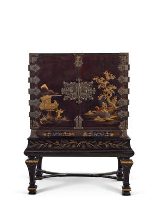 CABINET EN LAQUE NASHIJI NOIRE ET OR DE STYLE EXPORT - Foto 1 CABINET EN LAQUE NASHIJI NOIRE ET OR DE STYLE EXPORT - Foto 1