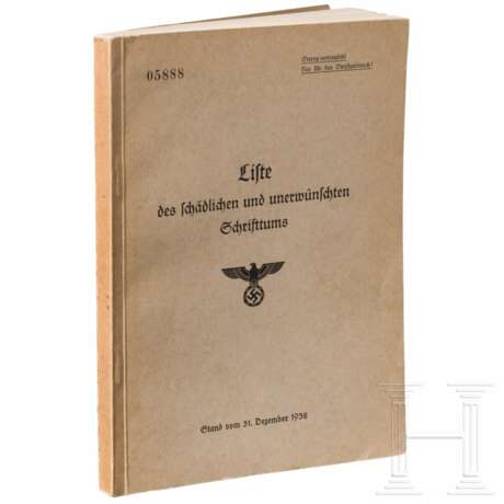 "Liste des schädlichen und unerwünschten Schrifttums", Stand 31.12.1938 - photo 1 "Liste des schädlichen und unerwünschten Schrifttums", Stand 31.12.1938 - photo 1