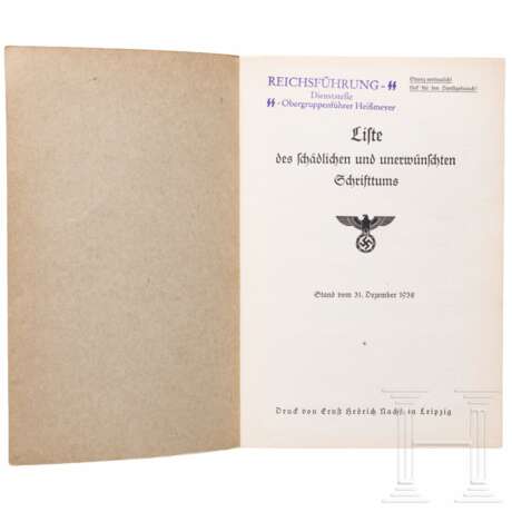"Liste des schädlichen und unerwünschten Schrifttums", Stand 31.12.1938 - photo 2 "Liste des schädlichen und unerwünschten Schrifttums", Stand 31.12.1938 - photo 2