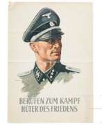 Book and magazine graphics. Rekrutierungsplakat der SS - "Berufen zum Kampf – Hüter des Friedens"