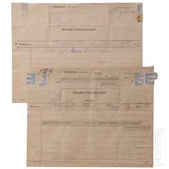 Carin von Kantzow und Lily Martin (Carins jüngste Schwester) - zwei Telegramme an Hermann Göring vom 10. Januar 1921