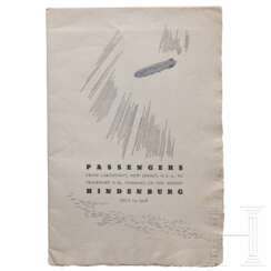 Zeppelin LZ 129 "Hindenburg" - Passagierliste vom 14. Juli 1936