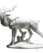 Allach Porcelain Factory. Porzellanmanufaktur Allach - röhrender Hirsch in weißer Ausführung