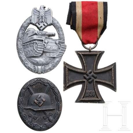 Panzerkampfabzeichen in Silber, EK 2, VWA - Foto 1