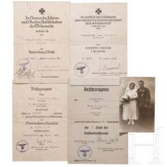 Urkunden eines Obergefreiten und Ritterkreuzträgers im Gren.Rgt. 19