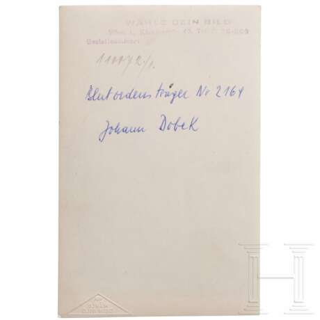 Johann Dobek - Beförderungsurkunde, signiert von Heinrich Himmler, mit Portraitfoto, Träger des Blutordens - photo 4
