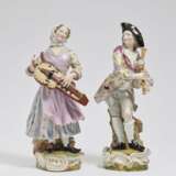 Musikantenpaar "Dudelsackspieler und Drehleierspielerin". Meissen, 2. Hälfte 19. Jahrhundert - photo 1