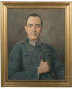 Produktkatalog. Gemälde des Eichenlaubträgers Horst von Usedom mit zwei Portraitfotos