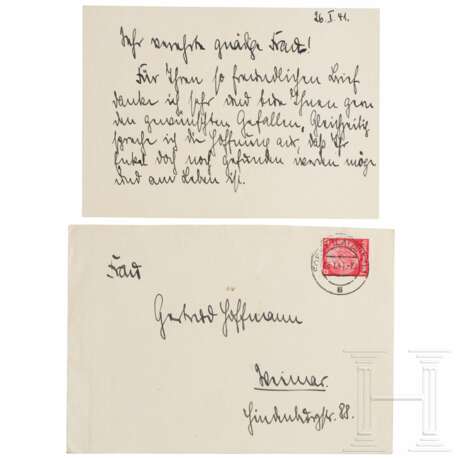 Günther Prien - handschriftliche und signierte Grußkarte mit Kuvert, 1941 - photo 1