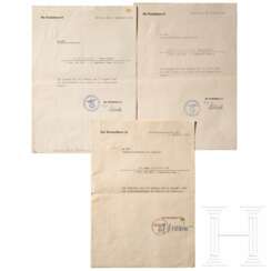 SS-Sturmbannführer Hans-Jürgen Kohbrok - drei Ernennungsurkunden, eine mit OU Heinrich Himmler