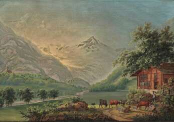 Bleuler, Johann Heinrich. Gebirgslandschaft mit Gehöft und weidendem Vieh