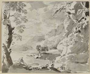 Dillis, Johann Georg von. Arkadische Flusslandschaft mit Badenden