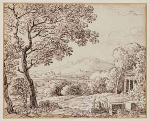 Dillis, Johann Georg von. Antikisierende Landschaft mit Figurenstaffage
