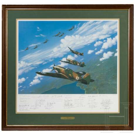 AVG-Farbposter "The Flying Tigers" mit zahlreichen Unterschriften - photo 1