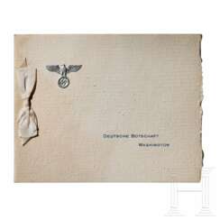 Hans Thomsen - a signed New Year's card of the German Ambassador in Washington D.C. 1940/41