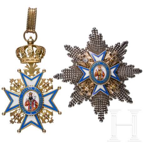 Serbischer St. Sava-Orden - brillantierter Bruststern zum Großoffizier und Halskreuz - photo 1