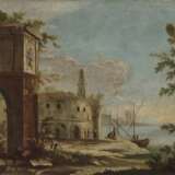 Frankreich (?), 18. Jahrhundert. Uferlandschaften mit Ruinen- und Figurenstaffage - Foto 1