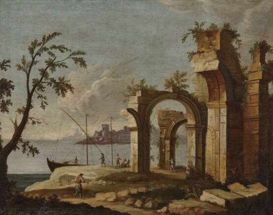 Frankreich (?), 18. Jahrhundert. Uferlandschaften mit Ruinen- und Figurenstaffage - photo 2
