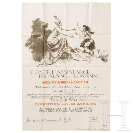 Plakat einer Kunsttombola "Comité d'Assistance en Alsace-Lorraine", von 1916 - photo 1 Plakat einer Kunsttombola "Comité d'Assistance en Alsace-Lorraine", von 1916 - photo 1