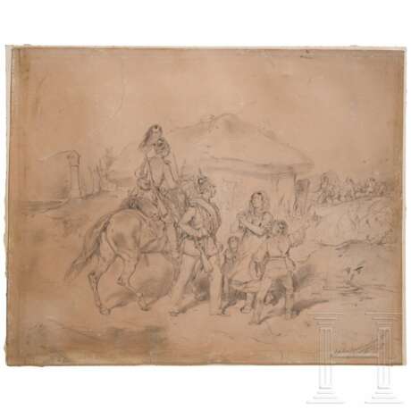 Josef Anton Strassgschwandtner (1826 - 1881) - eigenhändige Entwurfszeichnung für Gemälde - photo 1