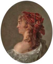 Unbekannt, 1. hälfte 19. Jahrhundert. Bildnis einer Dame im Profil nach links