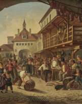 Cramer, Carl (Carl Cesar Adelbert). Innenhof des alten Hofbräuhauses in München