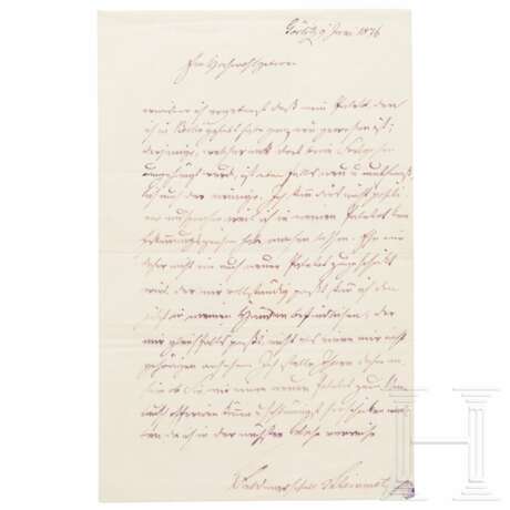 Generalfeldmarschall Karl Friedrich von Steinmetz (1796 - 1877) - eigenhändiger Brief aus dem Jahr 1876 - Foto 1