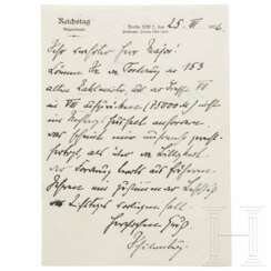 Generalmajor Friedrich Graf von der Schulenburg (1865 - 1939) - eigenhändiger und signierter Brief an einen Major, 1926