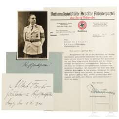 Albert Forster (1902 - 1952) - signierte Karte, Portraitpostkarte und Übersendungsschreiben an die Sammlerin, 1941
