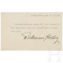 Theobald von Bethmann Hollweg (1856 - 1921) - signierte Grußkarte, 1918