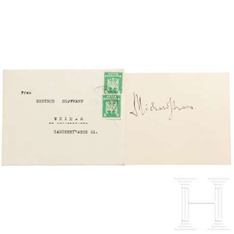 Richard Strauss (1864 - 1949) - eigenhändig signierte Karte mit Kuvert an die Sammlerin aus der Weimarer Zeit - photo 1