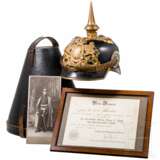 Helm M 1886 für Offiziere mit Trägerfoto und zwei Dokumenten - photo 1