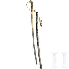 Löwenkopfsäbel mit goldgeätzter Damastklinge "Cassel 1890 - F. von Trott zu Solz s/l. Reum"