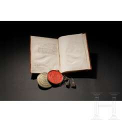 König Friedrich II von Preußen (1712 - 1786) - Adelsbrief für den "Obristlieutenant Lepsischen Regiments Gottfried von Seel" vom 9. Januar 1742