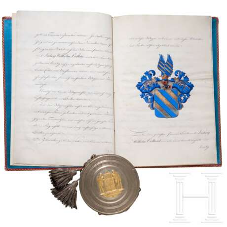 König Friedrich Wilhelm III. von Preußen (1770 - 1840) - Adelsbrief für den Premier-Lieutenant Ludwig Wilhelm Vollard (1793 - 1860) im 2. Leibhusarenregiment, datiert 1. März 1829 - photo 4