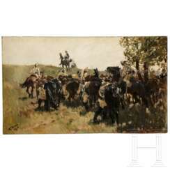 Theodor Rocholl (1854 - 1933) - Kürassiere im Felde beim Aufsitzen, datiert 1899