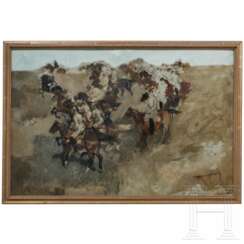 Professor August Deusser (1870 - 1942) - "Deutzer Kürassiere auf der Wahner Heide", um 1905, aus dem Nachlass des Malers Cornelius "Corny" Wagner (1870 - 1956)