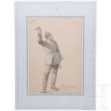 Anton von Werner (1843 - 1915) - Dragoneroffizier mit erhobenem Säbel, Bleistiftzeichnung - фото 1