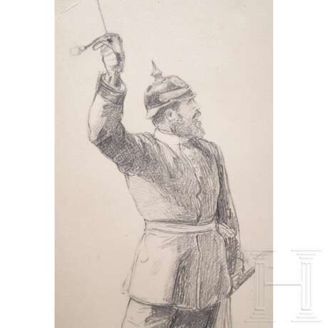Anton von Werner (1843 - 1915) - Dragoneroffizier mit erhobenem Säbel, Bleistiftzeichnung - фото 2
