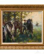 Product catalog. Theodor Rocholl (1854 - 1953) - Husaren des 2. Westfälischen Regiments Nr. 11 bei der Rast am Waldrand, um 1910