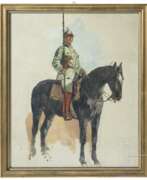 Produktkatalog. Ölstudie eines Jägers zu Pferde, um 1900