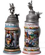 Обзор. Zwei Reservistenkrüge der Dragoner, Württemberg, Baden, 1896 - 1911