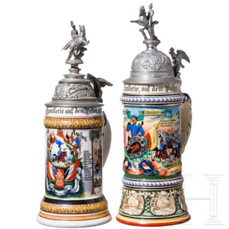 Zwei Reservistenkrüge der Mecklenburgischen Dragoner, 1897 - 1910 - photo 1 Zwei Reservistenkrüge der Mecklenburgischen Dragoner, 1897 - 1910 - photo 1