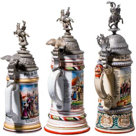 Drei Reservistenkrüge der preußischen Ulanen, 1895 - 1909 - photo 2 Drei Reservistenkrüge der preußischen Ulanen, 1895 - 1909 - photo 2