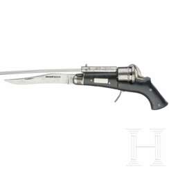 Stiftfeuerrevolver mit integriertem Klappmesser, um 1870